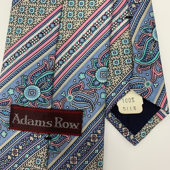 ADAMS ROW Men’s Multicolored 100% Silk Necktie H5 - Picture 3 of 3
